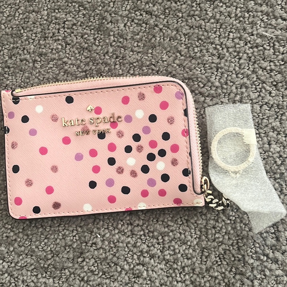 Kate Spade Pink Polka Dot Card Holder